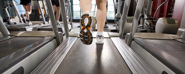 Man running on a treadmill