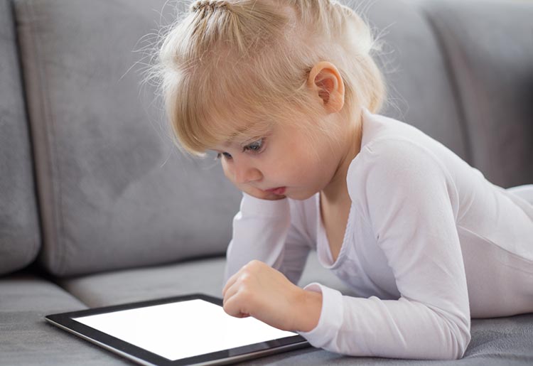 Child using an iPad