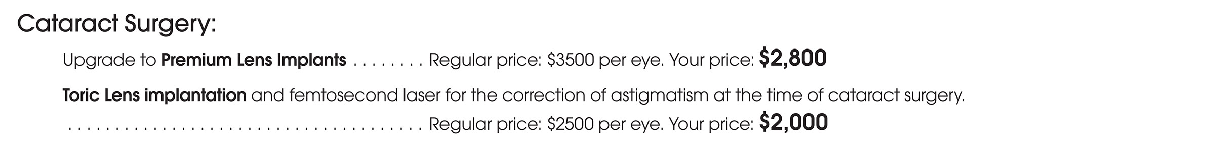 CWC Cataract Pricing